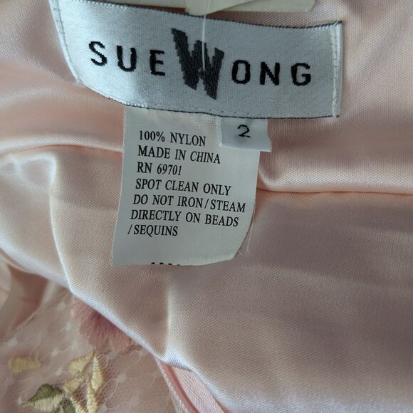 Vintage Sue Wong Mini Dress 2 Pink Y2K Fairy Nymph Floral Babydoll Lace Bead - Picture 14 of 14